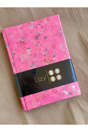 Atakids Lizy Deri Kapaklı Çiçek Desenli Çizgili Defter | 14x20 cm | 70 Yaprak | Sert Kapak |