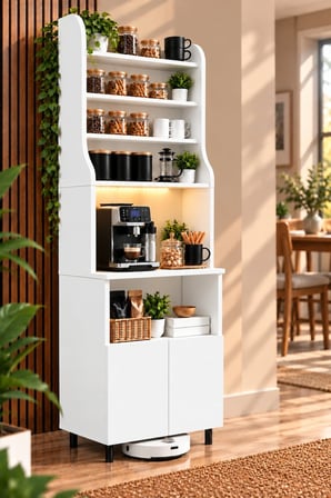 ADALIMODULES Kahve Köşesi Dolabı Modern Led Aydınlatmalı Ayarlanabilir Raflı Mutfak Rafı Dolabı