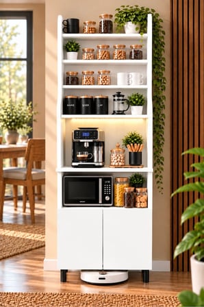 ADALIMODULES Kahve Köşesi Dolabı Modern Led Aydınlatmalı Ayarlanabilir Raflı Mutfak Rafı Dolabı