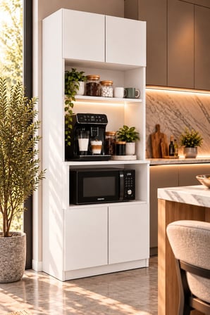 ADALIMODULES Kahve Köşesi Dolabı Modern Led Aydınlatmalı Raflı Mutfak Rafı Dolabı