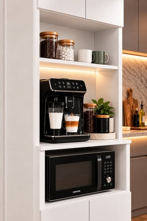 ADALIMODULES Kahve Köşesi Dolabı Modern Led Aydınlatmalı Raflı Mutfak Rafı Dolabı