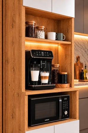 ADALIMODULES Kahve Köşesi Dolabı Modern Led Aydınlatmalı Raflı Mutfak Rafı Dolabı