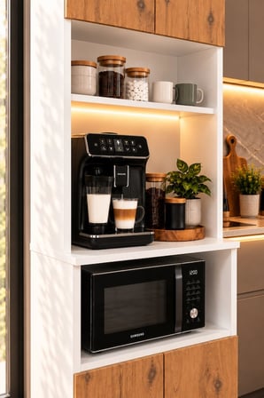 ADALIMODULES Kahve Köşesi Dolabı Modern Led Aydınlatmalı Raflı Mutfak Rafı Dolabı