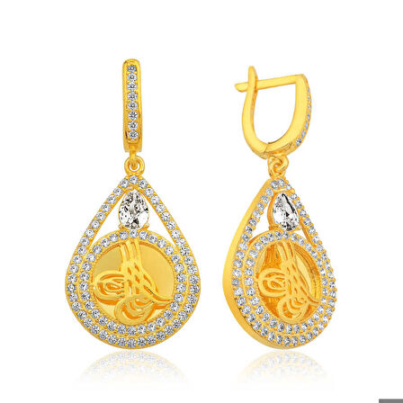 Gümüş Tuğralı Kadın Küpe