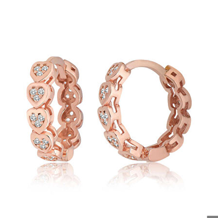 Gümüş Kalpli Zirkon Taşlı Halka Kadın Küpe