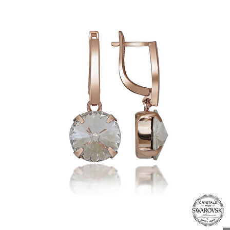 Swarovski Crystal Taşlı Gümüş Beyaz Sallantılı Kadın Küpe