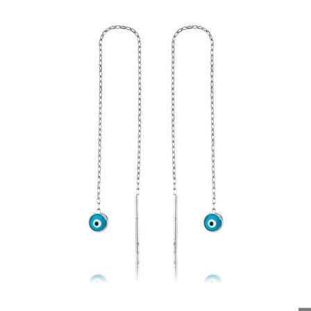 Gümüş Nazar Zincirli Küpe