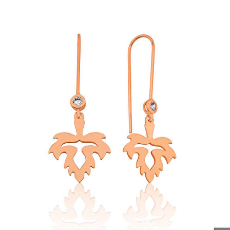 Gümüş Yaprak Sallantılı Küpe