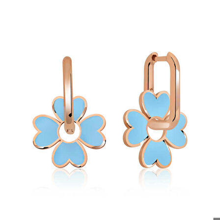 ​Gümüş Fosforlu Mavi Yonca Küpe