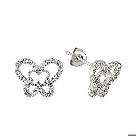 Gümüş Çivili Kelebek Küpe