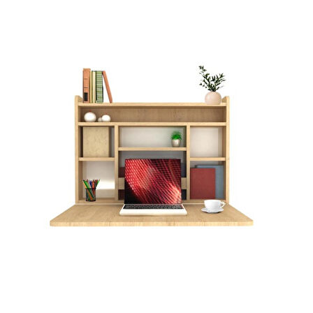 ARTHUBO Duvara Monte Katlanabilir Ahşap Çalışma Masası – Çok Amaçlı Home Office & Kitaplık