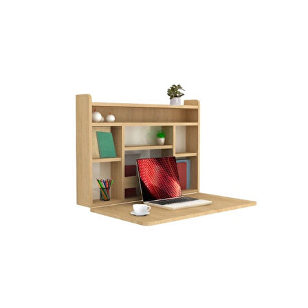 ARTHUBO Duvara Monte Katlanabilir Ahşap Çalışma Masası – Çok Amaçlı Home Office & Kitaplık