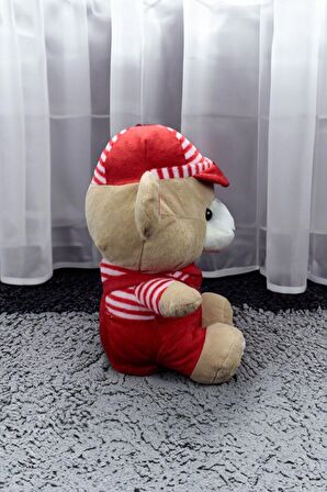 Peluş Ayıcık Peluş Büyük Boy 38 cm Hugs Baby Kırmızı Elbiseli Peluş Ayıcık Peluş Büyük Boy 38 cm