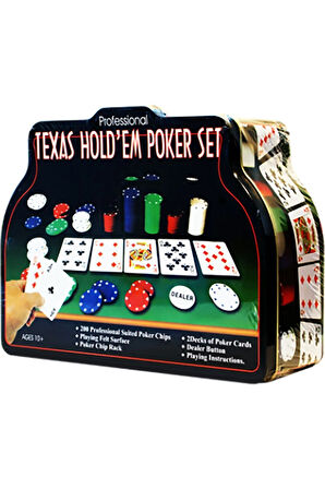 200 Chip Metal Kutulu Poker Çipi Rakamlı Sayılı Poker Fişi Kağıt Oyunu Seti 2 Adet Iskambil