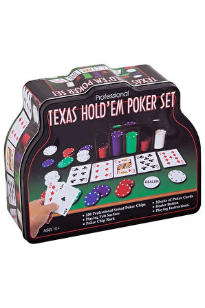 200 Chip Metal Kutulu Poker Çipi Rakamlı Sayılı Poker Fişi Kağıt Oyunu Seti 2 Adet Iskambil