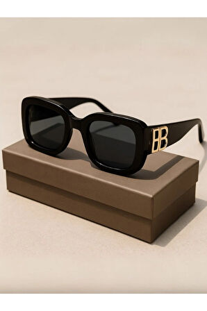 Gold Metal Siyah Çerçeve Cool Kadın Güneş Gözlüğü Detay UV 400 Korumalı CE Sertifikalı Güneş Gözlük