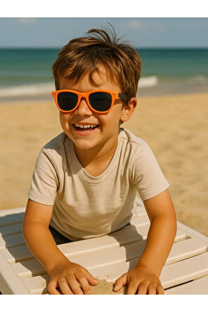 Sevimli Çocuk Çift Renk Turuncu Siyah Kids Güneş Gözlüğü Çerçeve UV 400 Korumalı CE Belgeli