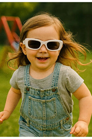 Sevimli Çocuk Güneş Gözlüğü Beyaz Cool Çerçeve UV 400 Korumalı CE Belgeli Kids Çocuk Güneş Gözlüğü