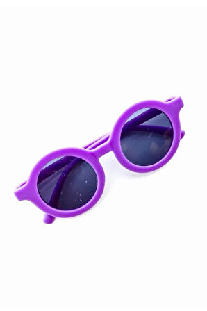 Sevimli Çocuk Güneş Gözlüğü Mor Yuvarlak Çerçeve UV 400 Korumalı CE Belgeli Kids Çocuk Güneş Gözlüğü