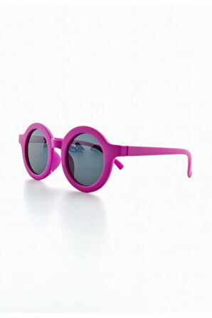 Sevimli Çocuk Güneş Gözlüğü Fuşya Yuvarlak Çerçeve UV 400 Korumalı CE Belgeli Kids Çocuk Güneş Gözlk