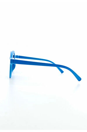 Sevimli Çocuk Güneş Gözlüğü Mavi Yuvarlak Çerçeve UV 400 Korumalı CE Belgeli Kids Çocuk Güneş Gözlk