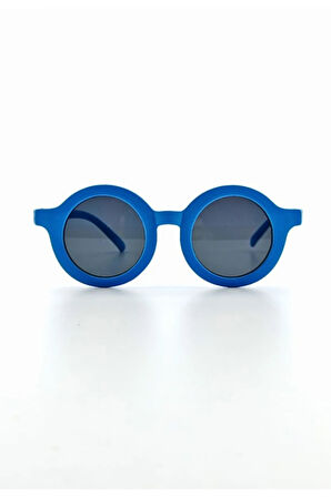 Sevimli Çocuk Güneş Gözlüğü Mavi Yuvarlak Çerçeve UV 400 Korumalı CE Belgeli Kids Çocuk Güneş Gözlk
