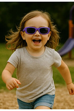 Sevimli Çocuk Güneş Gözlüğü Mor Cool Çerçeve UV 400 Korumalı CE Belgeli Kids Çocuk Güneş Gözlüğü