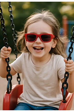 Sevimli Çocuk Güneş Gözlüğü Kırmızı Cool Çerçeve UV 400 Korumalı CE Belgeli Kids Çocuk Güneş Gözlüğü