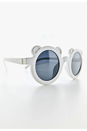 Sevimli Çocuk Kids Güneş Gözlüğü Beyaz Ayıcık Çerçeve UV 400 Korumalı CE Belgeli Çocuk Güneş Gözlüğü