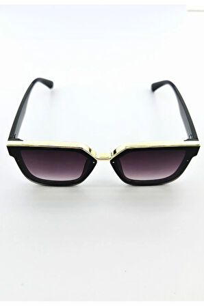 Gold Üst Siyah Çerçeve Orta Boy Kadın Güneş Gözlüğü UV 400 Korumalı CE Sertifikalı Güneş Gözlük