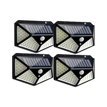 4 Lü Paket Bahçe Aplik Bahçe Lambası Bahçe Aydınlatma Güneş Enerjili Bahçe Lambası 100 LED 4lü Paket Bahçe Aplik Bahçe Lambası Bahçe Aydınlatma