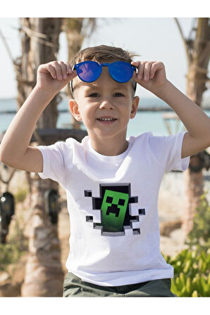 Creeper Baskılı Beyaz Çocuk Tişört