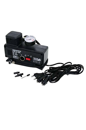 220 Volt-12 Volt 250 Psi Psi Kompresör Lastik Hava Şişirme Oto Pompası Fişli Çakmaklıklı