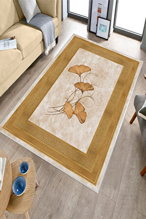 Gold Dot Keçe Kaymaz Taban Modern Salon Saçaksız Halı B1233