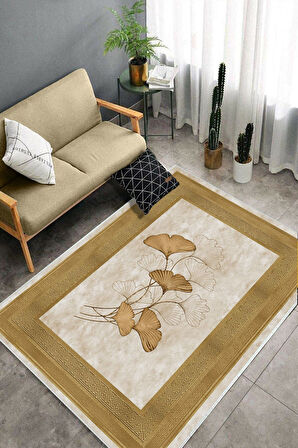 Gold Dot Keçe Kaymaz Taban Modern Salon Saçaksız Halı B1233
