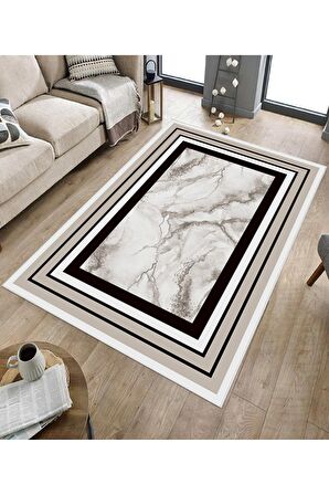 Vizon Pvc Deri Kaymaz Taban Çerçeve Salon Saçaksız Halı B1260