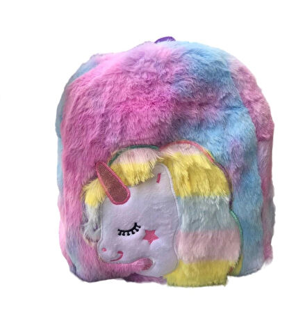 Adalinhome Unicorn Desenli Peluş Sırt Çantası