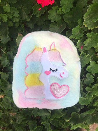 Adalinhome Unicorn Desenli Peluş Sırt Çantası