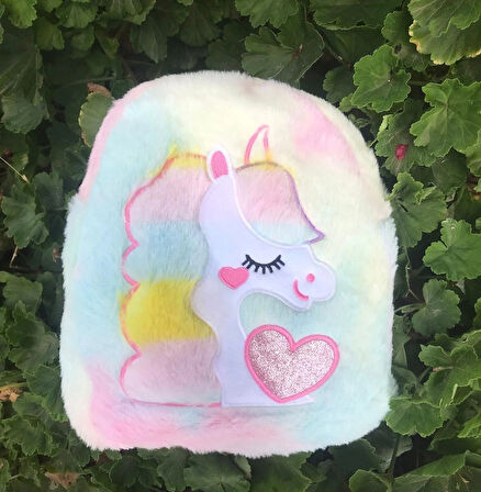 Adalinhome Unicorn Desenli Peluş Sırt Çantası