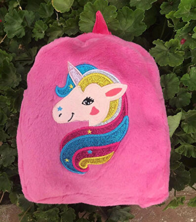 Adalinhome Unicorn Desenli Peluş Sırt Çantası