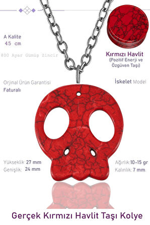 Sertifikalı İskelet Model Kırmızı Havlit Taşı Kolye