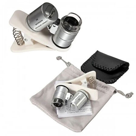 evrensel Led Işıklı Mini Cep Mikroskobu, Tüm Kameralı Telefonlar Için No:9882-w