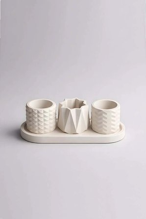 Mini Beton saksı V-115-AÇİK KREM