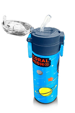 Kids Erkek Desenli Pipetli ve Direkt İçim Çelik Termos 500 ml