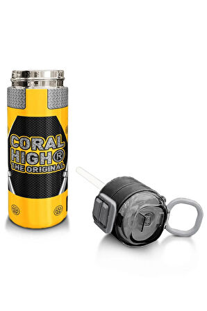 Kids Erkek Desenli Pipetli ve Direkt İçim Çelik Termos 500 ml