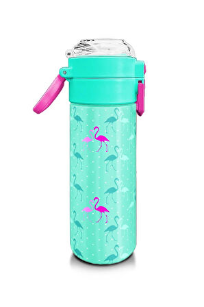 Kids Kız Desenli Pipetli ve Direkt İçim Çelik Termos 500 ml