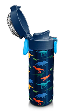 Kids Erkek Desenli Pipetli ve Direkt İçim Çelik Termos 500 ml