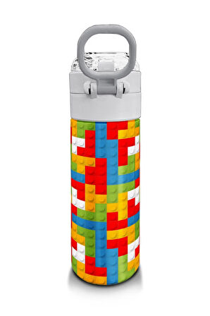 Kids Erkek Desenli Pipetli ve Direkt İçim Çelik Termos 500 ml