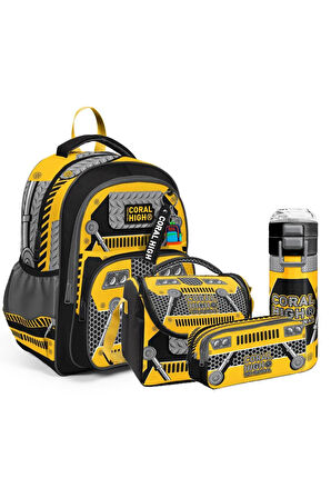 Kids Desenli 4’lü Okul Çanta Seti (Okul Çantası, Kalemlik, Beslenme, Matara)