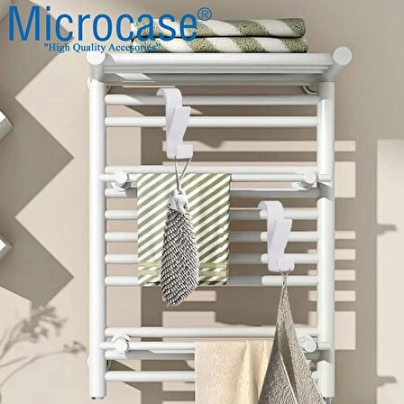 Microcase Sert Plastik Çift Başlı Kalorifer Radyatör Peteğinden Havlu Bornoz Kurutma Askılığı 1 Adet - BEYAZ AL4994